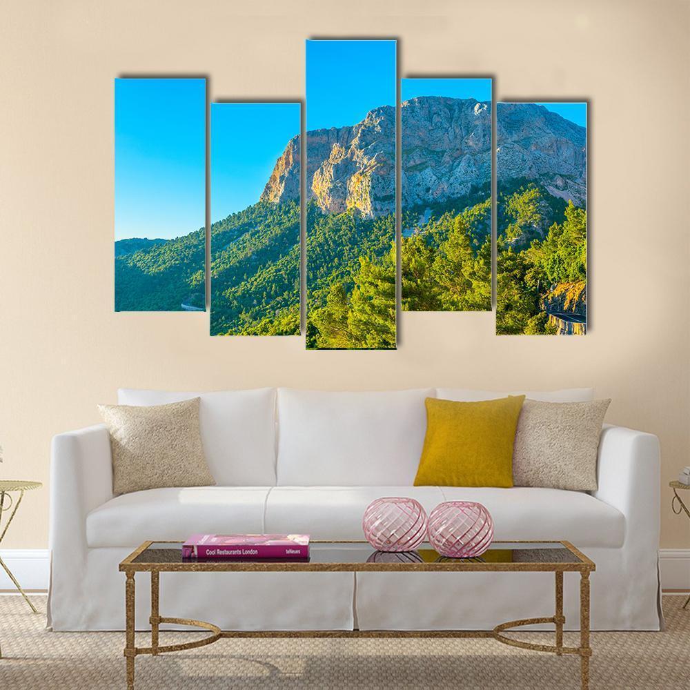 Serra Tramuntana Mountain Range At Mallorca Canvas Wall Art-5 Pop-Gallery Wrap-47" x 32"-Tiaracle
