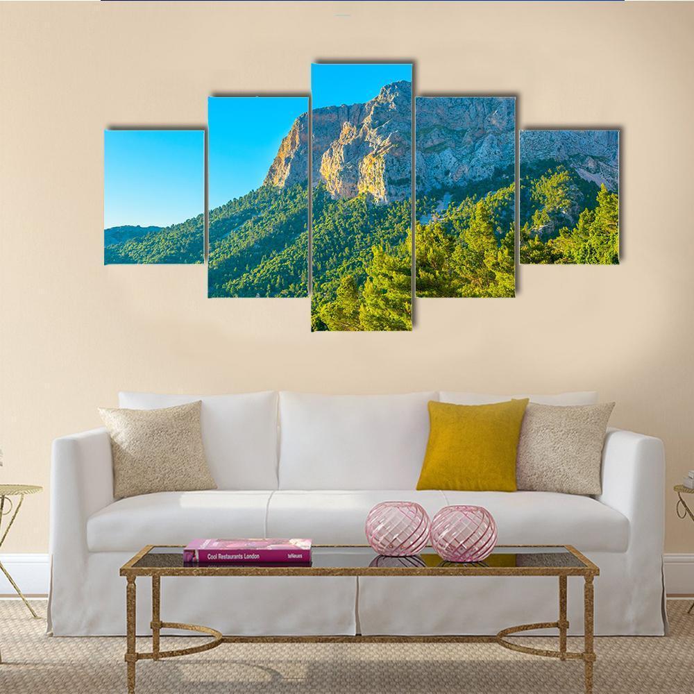 Serra Tramuntana Mountain Range At Mallorca Canvas Wall Art-5 Star-Gallery Wrap-62" x 32"-Tiaracle