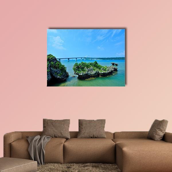 Sesoko Bridge In Okinawa Island Japan Canvas Wall Art-1 Piece-Gallery Wrap-48" x 32"-Tiaracle