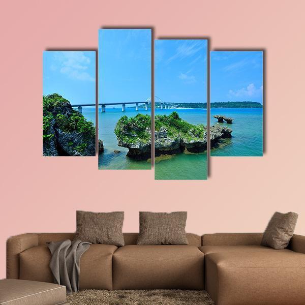 Sesoko Bridge In Okinawa Island Japan Canvas Wall Art-4 Pop-Gallery Wrap-50" x 32"-Tiaracle