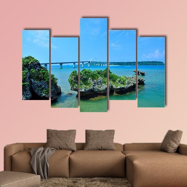 Sesoko Bridge In Okinawa Island Japan Canvas Wall Art-5 Pop-Gallery Wrap-47" x 32"-Tiaracle