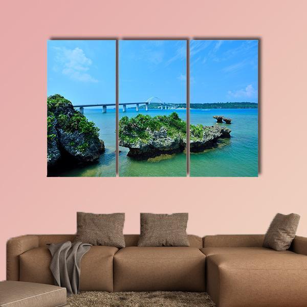 Sesoko Bridge In Okinawa Island Japan Canvas Wall Art-4 Pop-Gallery Wrap-50" x 32"-Tiaracle