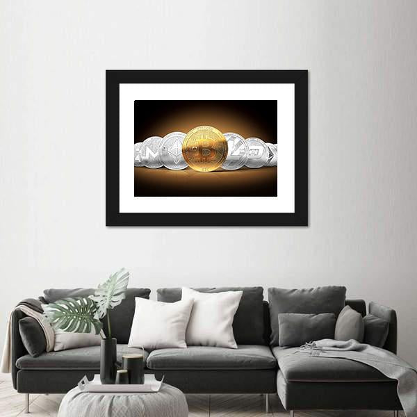 Set Of Cryptocurrencies Canvas Wall Art-3 Horizontal-Gallery Wrap-25" x 16"-Tiaracle