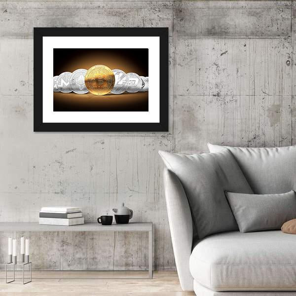 Set Of Cryptocurrencies Canvas Wall Art-3 Horizontal-Gallery Wrap-25" x 16"-Tiaracle
