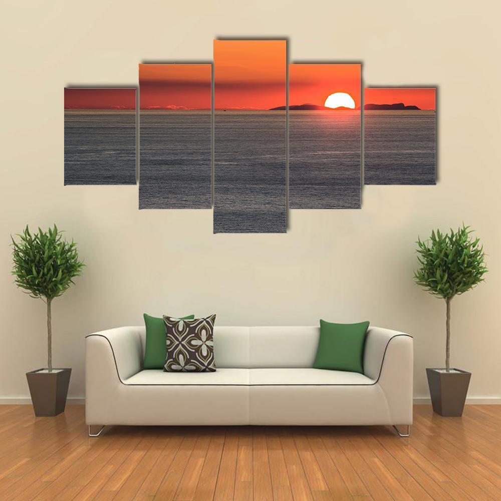 Setting Sun Over Summer Isles Canvas Wall Art-5 Pop-Gallery Wrap-47" x 32"-Tiaracle