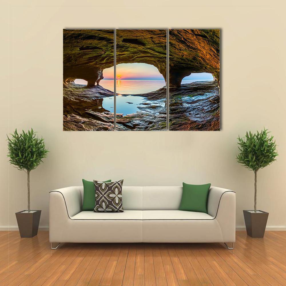 Lake Superior From Sea Cave Canvas Wall Art-3 Horizontal-Gallery Wrap-37" x 24"-Tiaracle