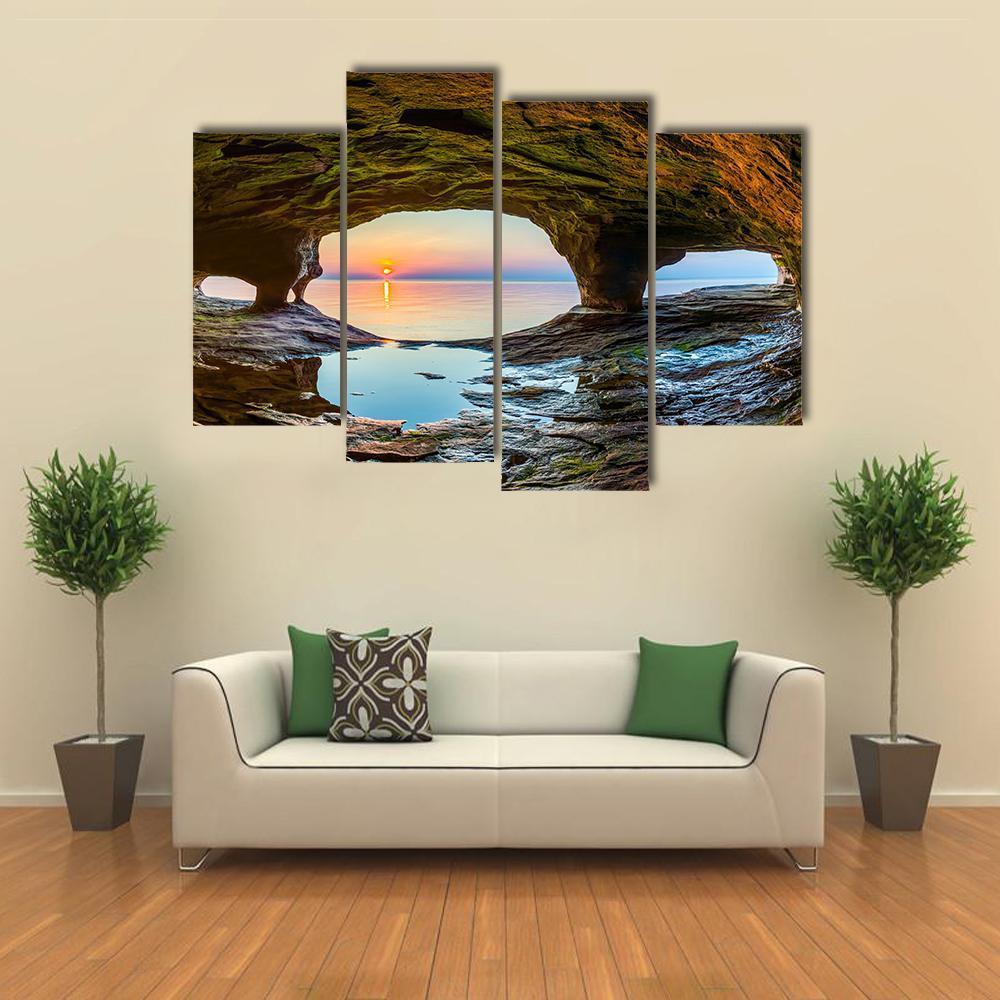 Lake Superior From Sea Cave Canvas Wall Art-4 Pop-Gallery Wrap-50" x 32"-Tiaracle