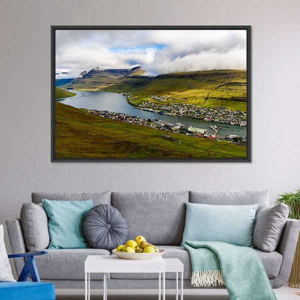 Settlement On Bordoy Panoramic Canvas Wall Art-1 Piece-36" x 12"-Tiaracle