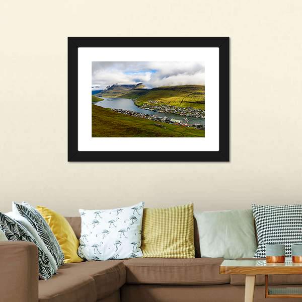 Settlement On Bordoy Panoramic Canvas Wall Art-1 Piece-36" x 12"-Tiaracle