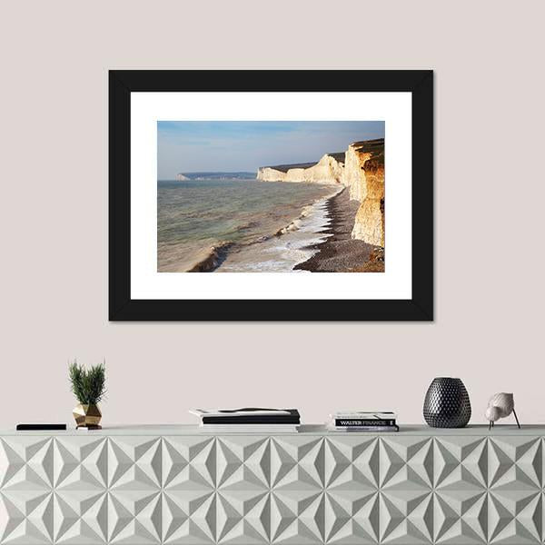Seven Sisters Chalk Cliffs On England Canvas Wall Art-1 Piece-Framed Print-20" x 16"-Tiaracle