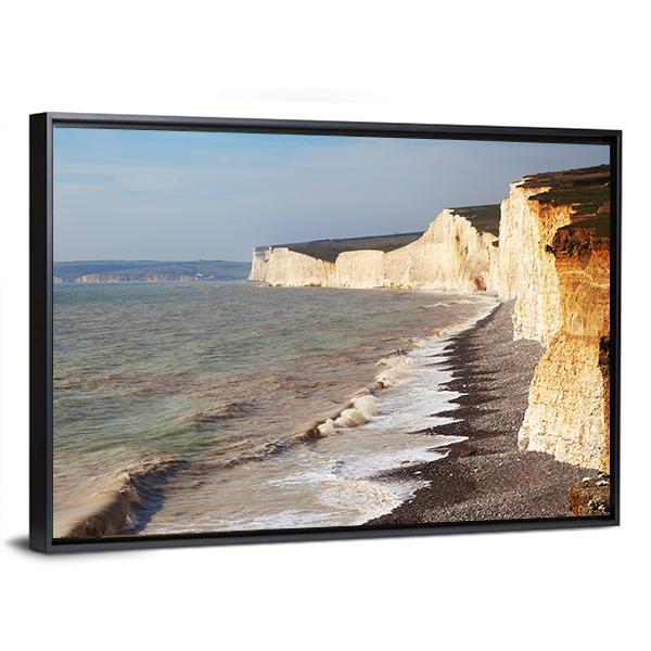 Seven Sisters Chalk Cliffs On England Canvas Wall Art-3 Horizontal-Gallery Wrap-25" x 16"-Tiaracle