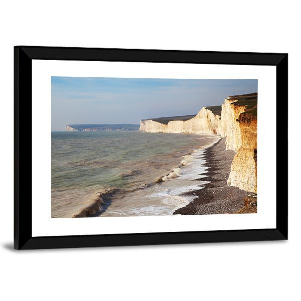 Seven Sisters Chalk Cliffs On England Canvas Wall Art-3 Horizontal-Gallery Wrap-25" x 16"-Tiaracle