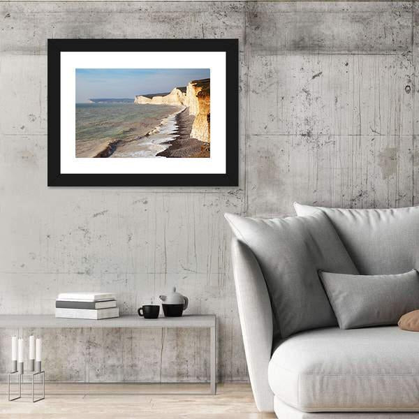 Seven Sisters Chalk Cliffs On England Canvas Wall Art-3 Horizontal-Gallery Wrap-25" x 16"-Tiaracle