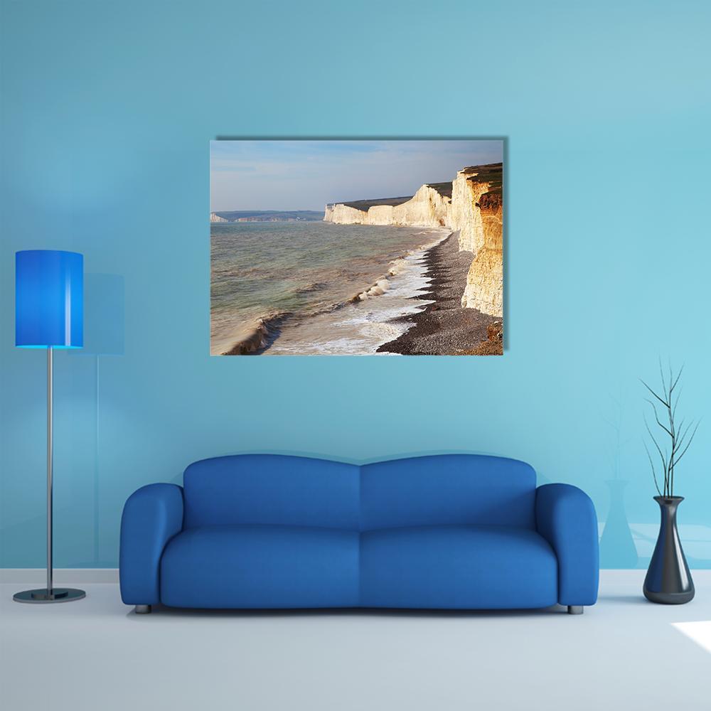 Seven Sisters Chalk Cliffs On England Canvas Wall Art-1 Piece-Gallery Wrap-48" x 32"-Tiaracle