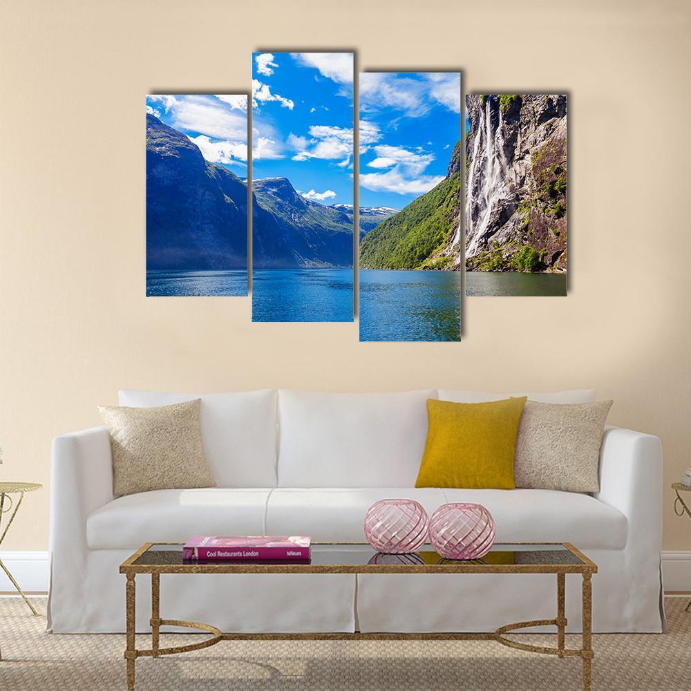 Seven Sisters Waterfall In Norway Canvas Wall Art-4 Pop-Gallery Wrap-50" x 32"-Tiaracle