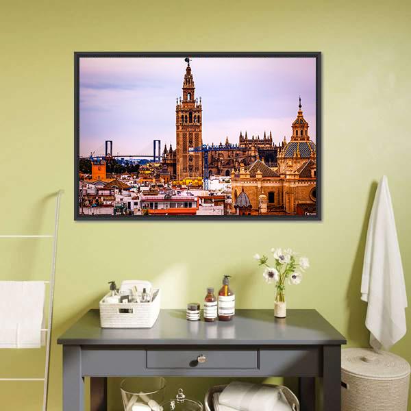 Seville Cathedral Canvas Wall Art-1 Piece-Floating Frame-24" x 16"-Tiaracle