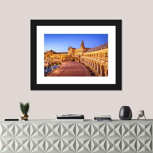 Seville In Spain At Spanish Square Canvas Wall Art-1 Piece-Framed Print-20" x 16"-Tiaracle