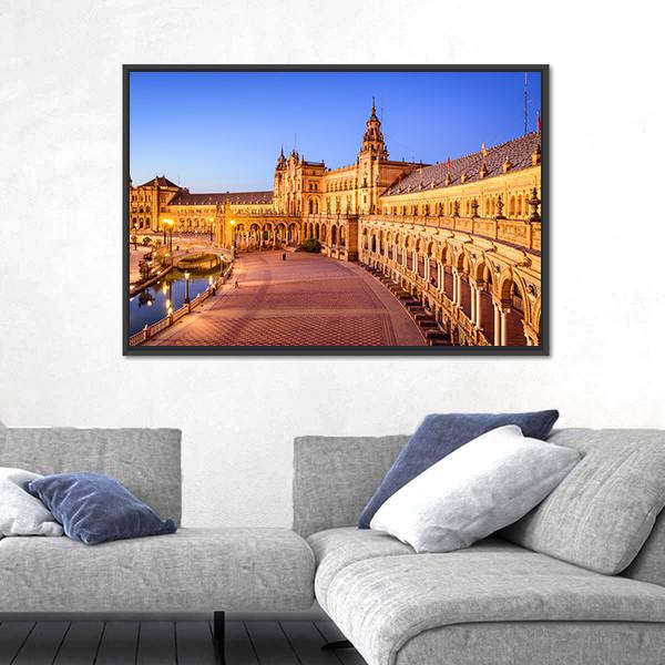 Seville In Spain At Spanish Square Canvas Wall Art-3 Horizontal-Gallery Wrap-25" x 16"-Tiaracle