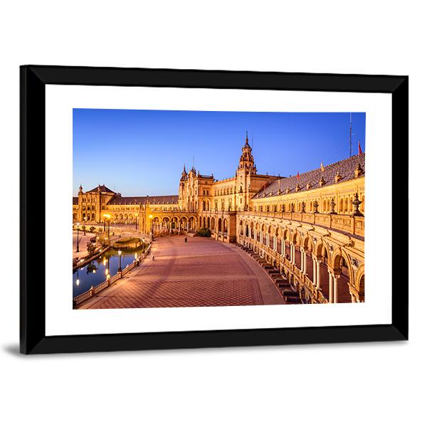 Seville In Spain At Spanish Square Canvas Wall Art-3 Horizontal-Gallery Wrap-25" x 16"-Tiaracle