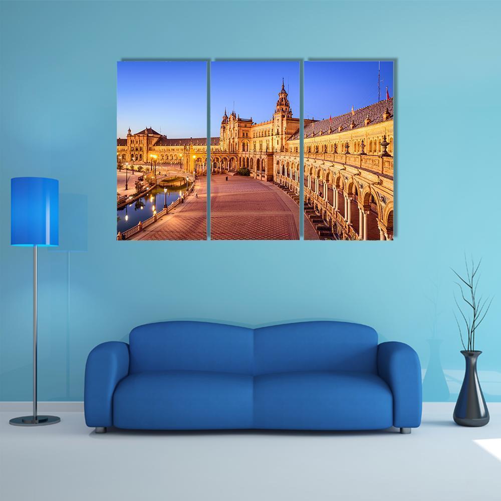 Seville In Spain At Spanish Square Canvas Wall Art-3 Horizontal-Gallery Wrap-37" x 24"-Tiaracle
