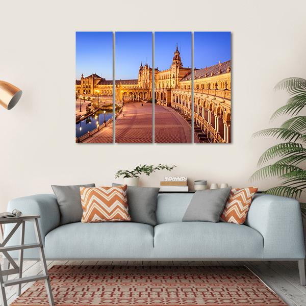 Seville In Spain At Spanish Square Canvas Wall Art-4 Horizontal-Gallery Wrap-34" x 24"-Tiaracle