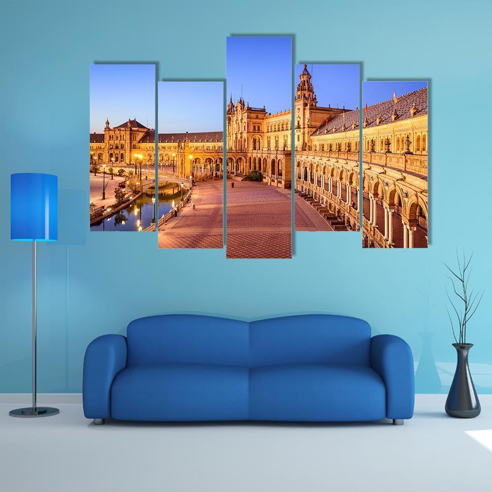 Seville In Spain At Spanish Square Canvas Wall Art-5 Pop-Gallery Wrap-47" x 32"-Tiaracle