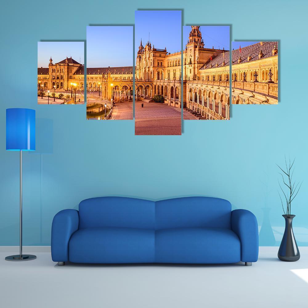 Seville In Spain At Spanish Square Canvas Wall Art-5 Star-Gallery Wrap-62" x 32"-Tiaracle