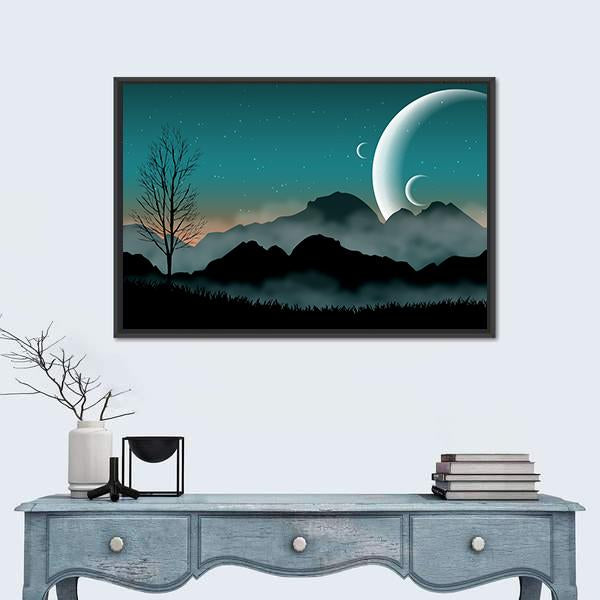 SF Space Night Sky Canvas Wall Art-1 Piece-Floating Frame-24" x 16"-Tiaracle