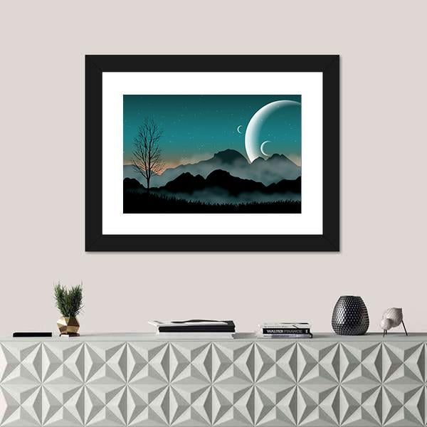SF Space Night Sky Canvas Wall Art-1 Piece-Framed Print-20" x 16"-Tiaracle