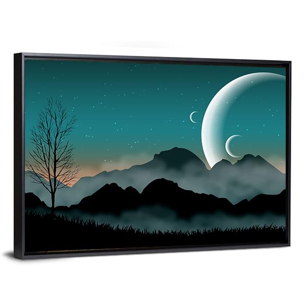 SF Space Night Sky Canvas Wall Art-3 Horizontal-Gallery Wrap-25" x 16"-Tiaracle