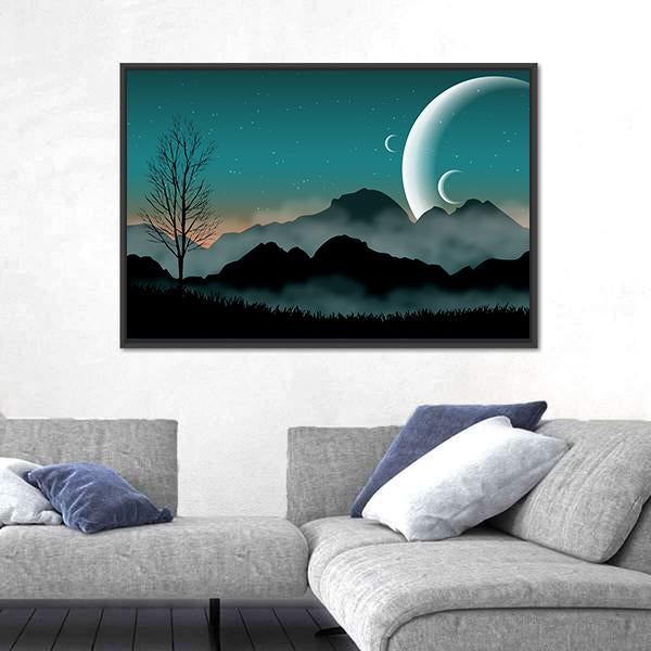 SF Space Night Sky Canvas Wall Art-3 Horizontal-Gallery Wrap-25" x 16"-Tiaracle