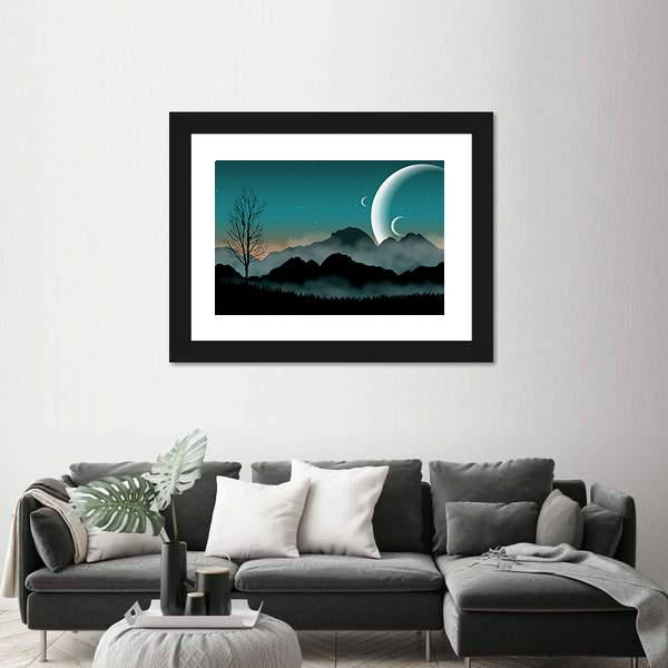 SF Space Night Sky Canvas Wall Art-3 Horizontal-Gallery Wrap-25" x 16"-Tiaracle