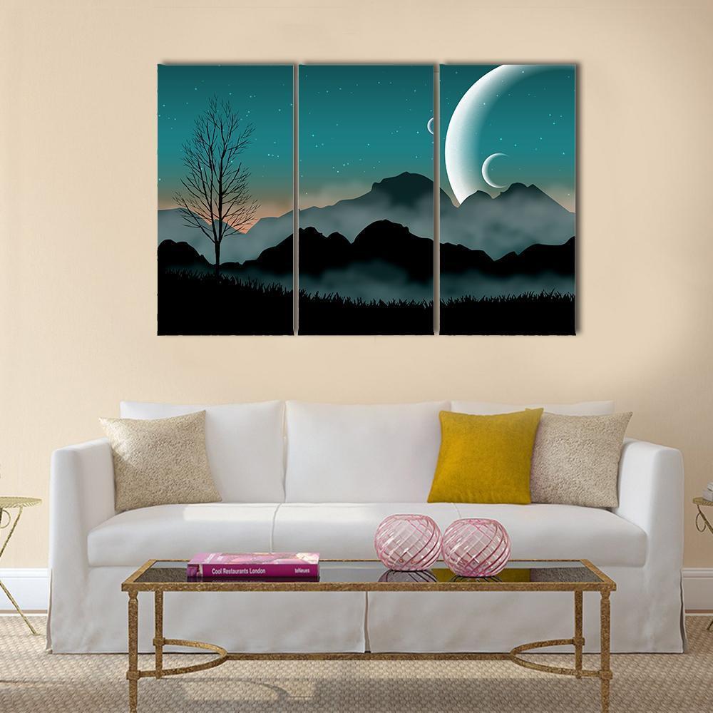 SF Space Night Sky Canvas Wall Art-3 Horizontal-Gallery Wrap-37" x 24"-Tiaracle