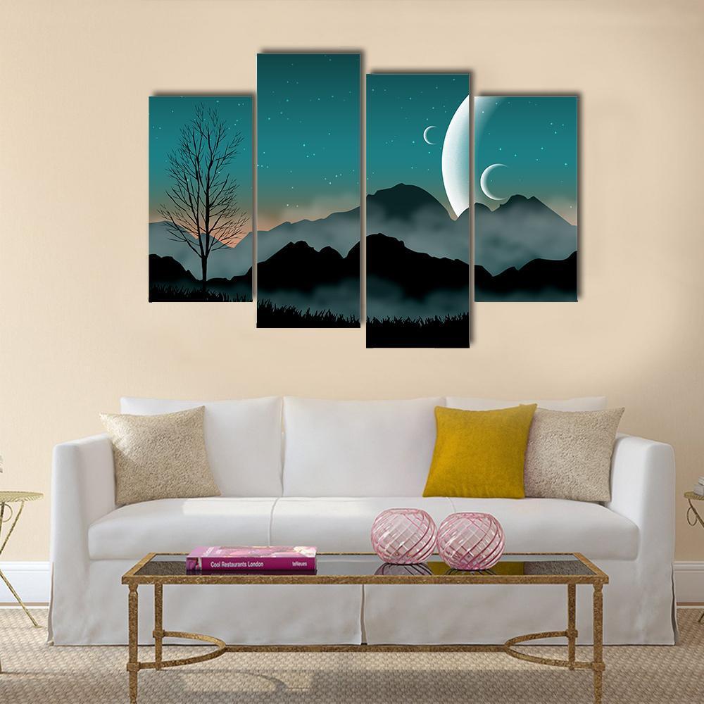 SF Space Night Sky Canvas Wall Art-4 Pop-Gallery Wrap-50" x 32"-Tiaracle