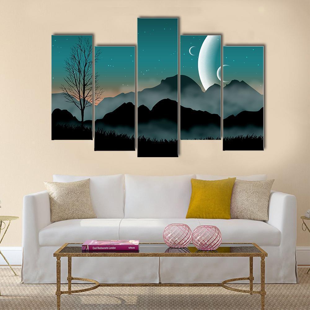 SF Space Night Sky Canvas Wall Art-5 Pop-Gallery Wrap-47" x 32"-Tiaracle