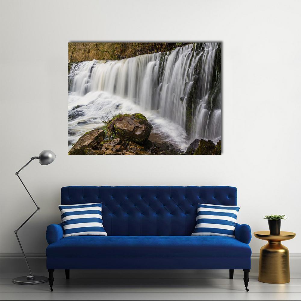 Sgwd Isaf Clun-Gwyn Falls Canvas Wall Art-4 Horizontal-Gallery Wrap-34" x 24"-Tiaracle