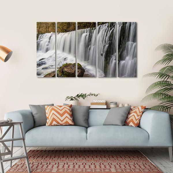 Sgwd Isaf Clun-Gwyn Falls Canvas Wall Art-5 Horizontal-Gallery Wrap-22" x 12"-Tiaracle