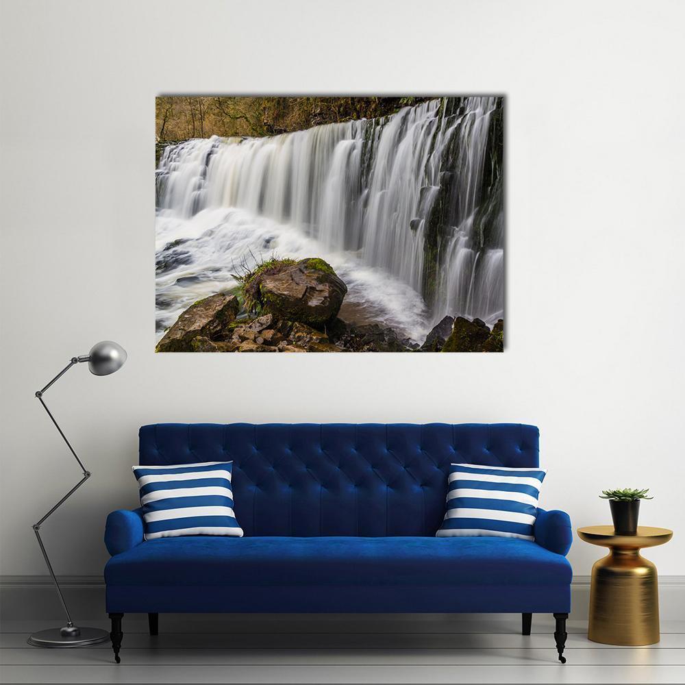 Sgwd Isaf Clun-Gwyn Falls Canvas Wall Art-1 Piece-Gallery Wrap-48" x 32"-Tiaracle