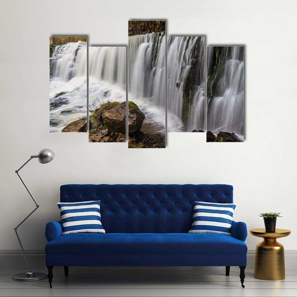 Sgwd Isaf Clun-Gwyn Falls Canvas Wall Art-5 Pop-Gallery Wrap-47" x 32"-Tiaracle