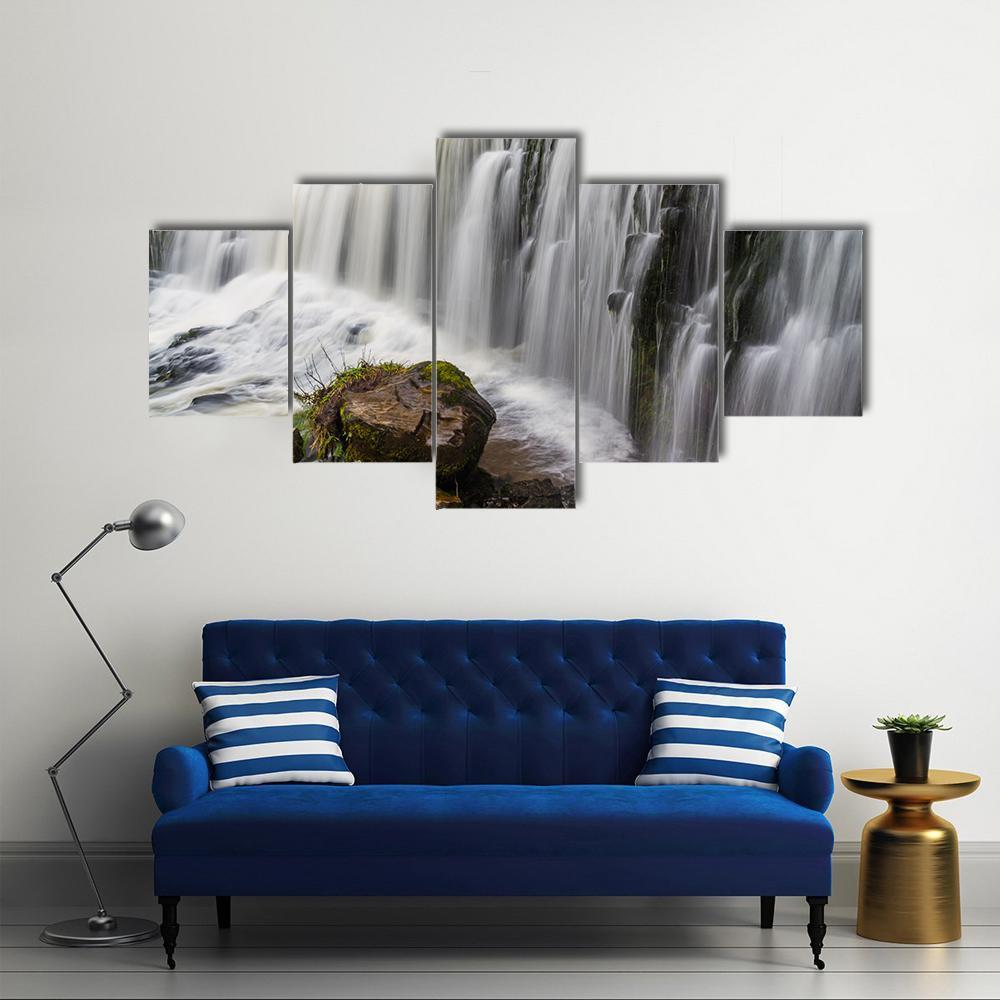 Sgwd Isaf Clun-Gwyn Falls Canvas Wall Art-5 Star-Gallery Wrap-62" x 32"-Tiaracle