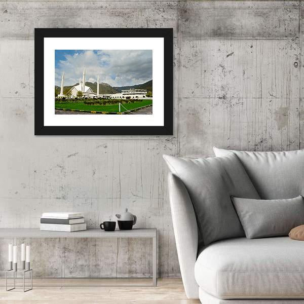 Shah Faisal Mosque In Islamabad Canvas Wall Art-3 Horizontal-Gallery Wrap-25" x 16"-Tiaracle