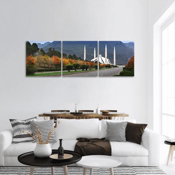 Shah Faisal Mosque In Islamabad Panoramic Canvas Wall Art-1 Piece-36" x 12"-Tiaracle