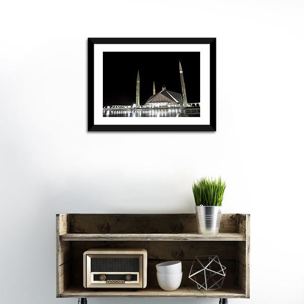 Shah Faisal Mosque Pakistan Canvas Wall Art-1 Piece-Framed Print-20" x 16"-Tiaracle