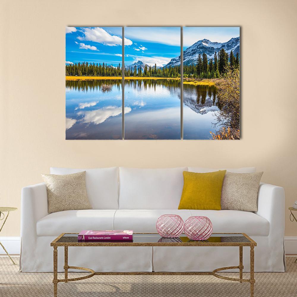 Shallow Marshy Lake In Rocky Mountains Canvas Wall Art-3 Horizontal-Gallery Wrap-37" x 24"-Tiaracle