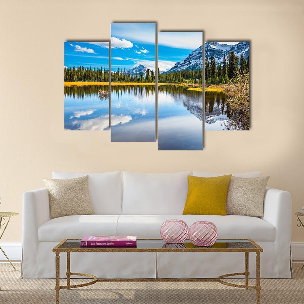 Shallow Marshy Lake In Rocky Mountains Canvas Wall Art-4 Pop-Gallery Wrap-50" x 32"-Tiaracle