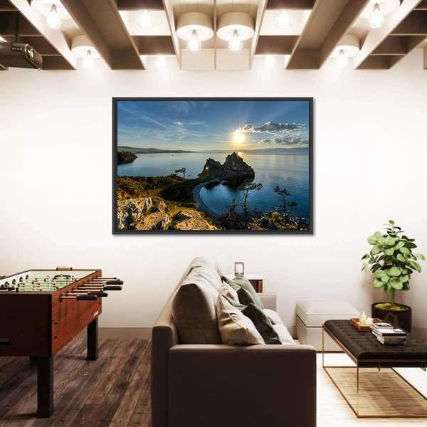 Shaman Rock On Island Of Olkhon And Lake Baikal Canvas Wall Art-3 Horizontal-Gallery Wrap-25" x 16"-Tiaracle