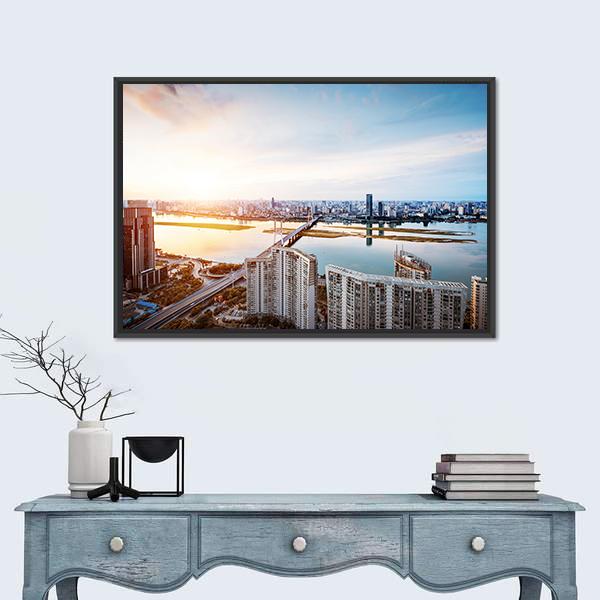 Shanghai Interchange Overpass Canvas Wall Art-1 Piece-Floating Frame-24&quot; x 16&quot;-Tiaracle
