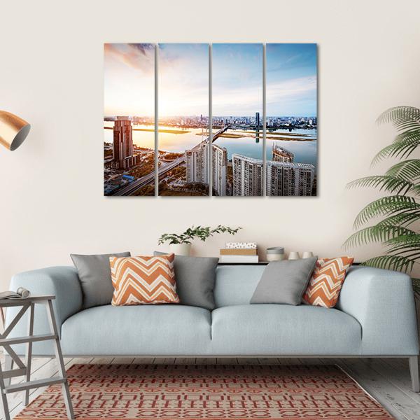 Shanghai Interchange Overpass Canvas Wall Art-4 Horizontal-Gallery Wrap-34&quot; x 24&quot;-Tiaracle