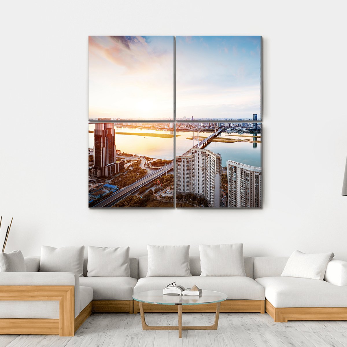 Shanghai Interchange Overpass Canvas Wall Art-4 Square-Gallery Wrap-17" x 17"-Tiaracle