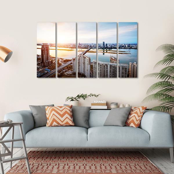 Shanghai Interchange Overpass Canvas Wall Art-5 Horizontal-Gallery Wrap-22" x 12"-Tiaracle
